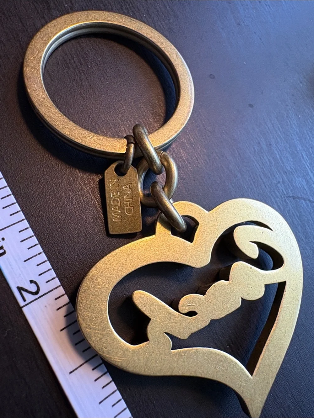 Coach Brass Heart Script Keyring - Picture 3 of 3